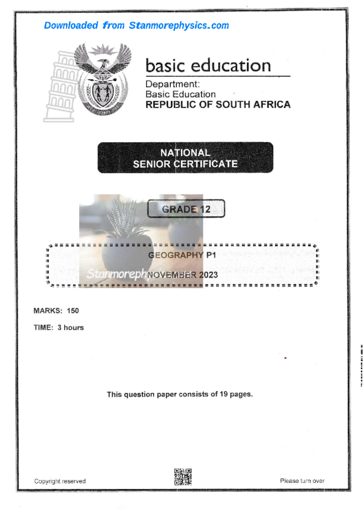 NSC Geography Grade 12 November 2023 P1 only Downloaded from