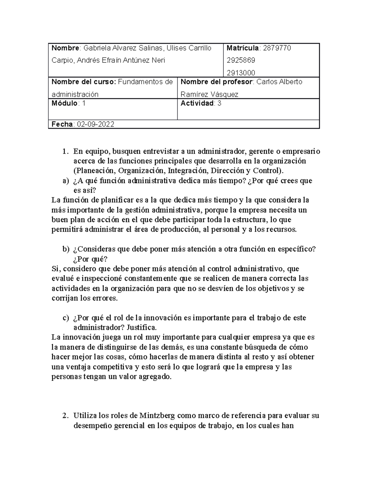 Act 3 Admin Nombre Gabriela Alvarez Salinas Ulises Carrillo Carpio