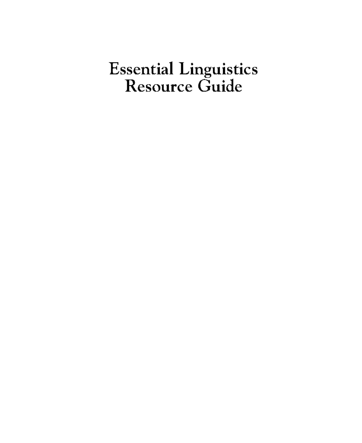 TAL Language Resource Guide - Essential Linguistics Resource Guide ...