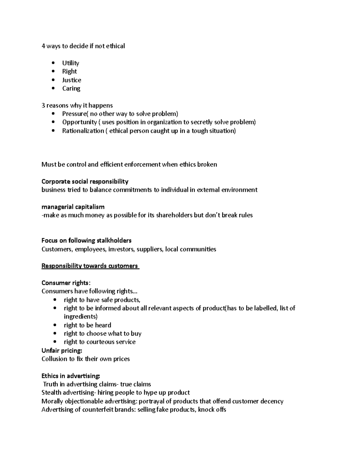 Business chapter 3 notes 4 ways to decide if not ethical Utility