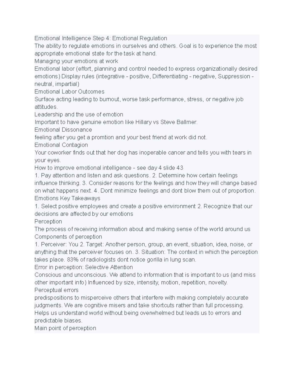 Busi 405 (25) - lecture notes - Emotional Intelligence Step 4 ...
