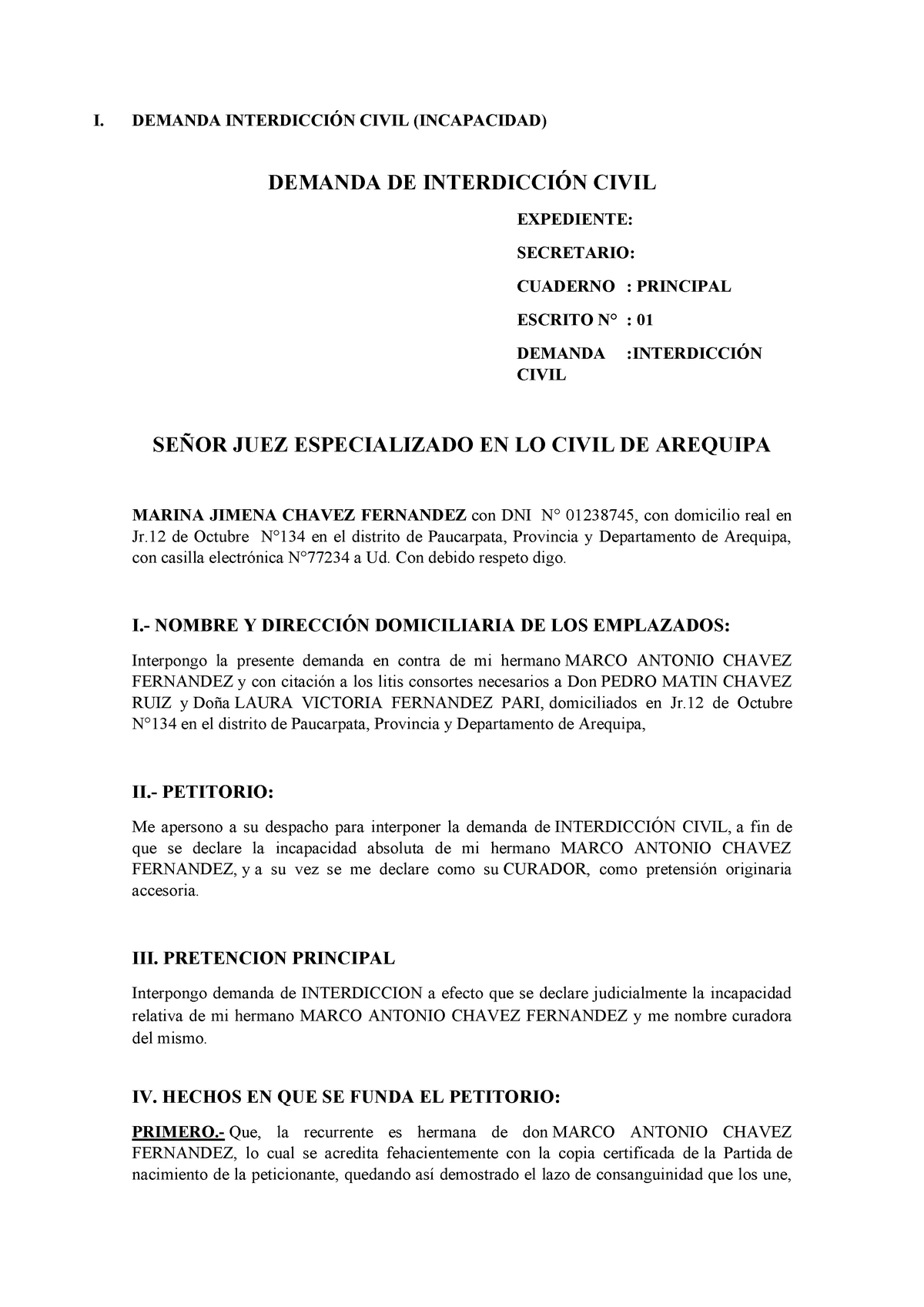 Demanda Interdiccion de Apoyo y Salvaguardias - Warning: TT: undefined  function: 32 I. DEMANDA - Studocu