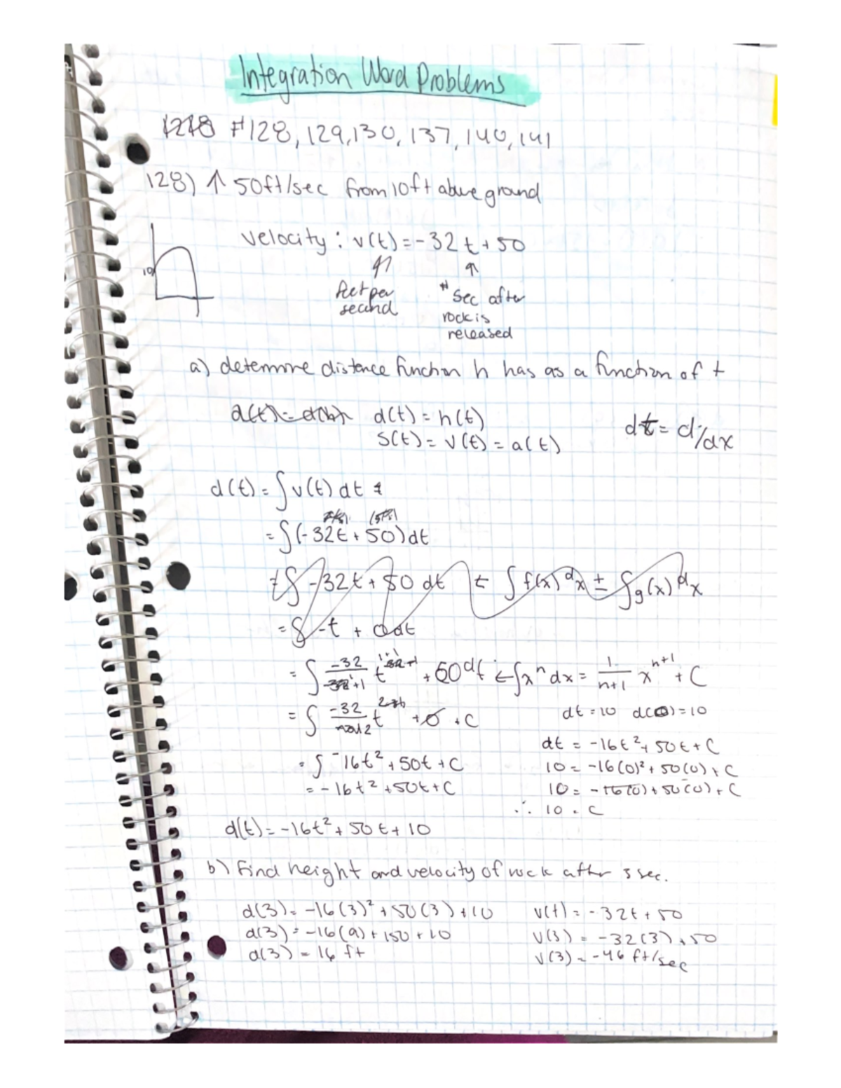 Integration World Problems Exam Review - MATH-1036EL - Studocu
