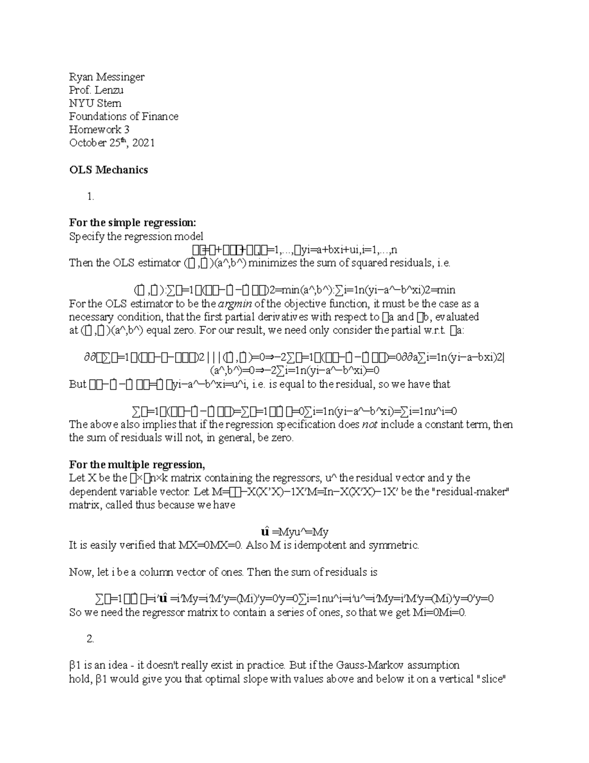 HW 13 Foundations of Finance NYU Stern Simone L. Ryan Messinger Prof