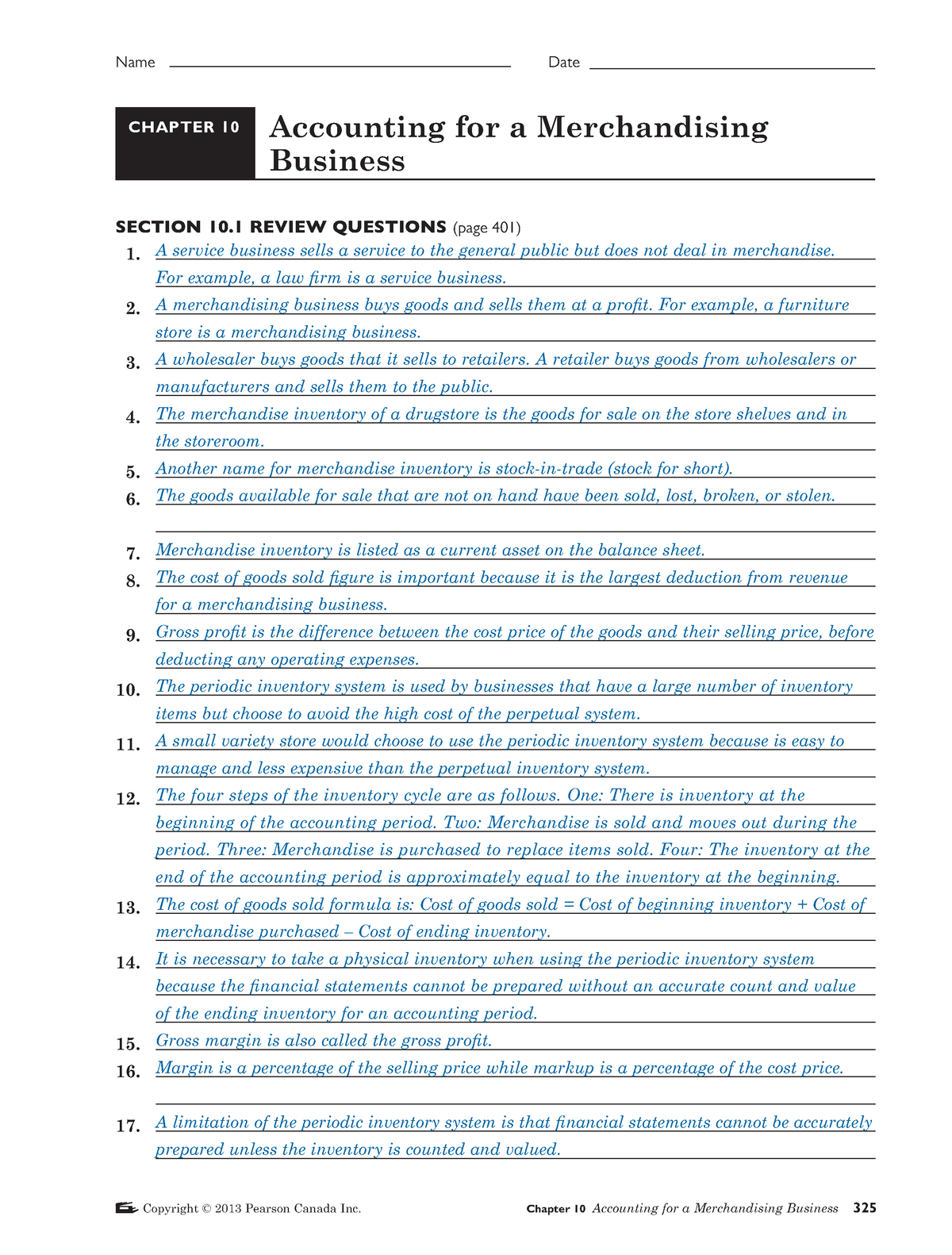 Ch 10 Answer Key - Accounting - CHAPTER 10 Accounting For A ...