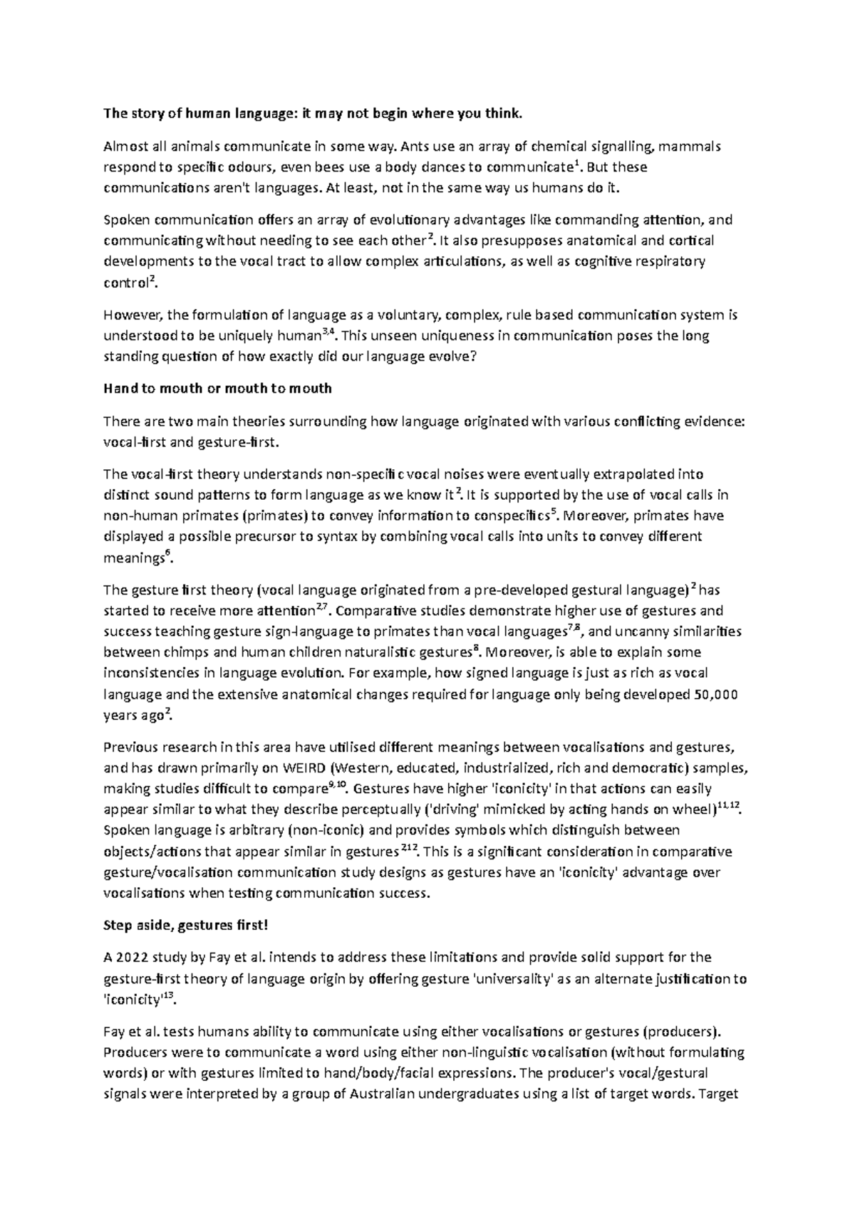 Conversation article- story of human language - The story of human ...