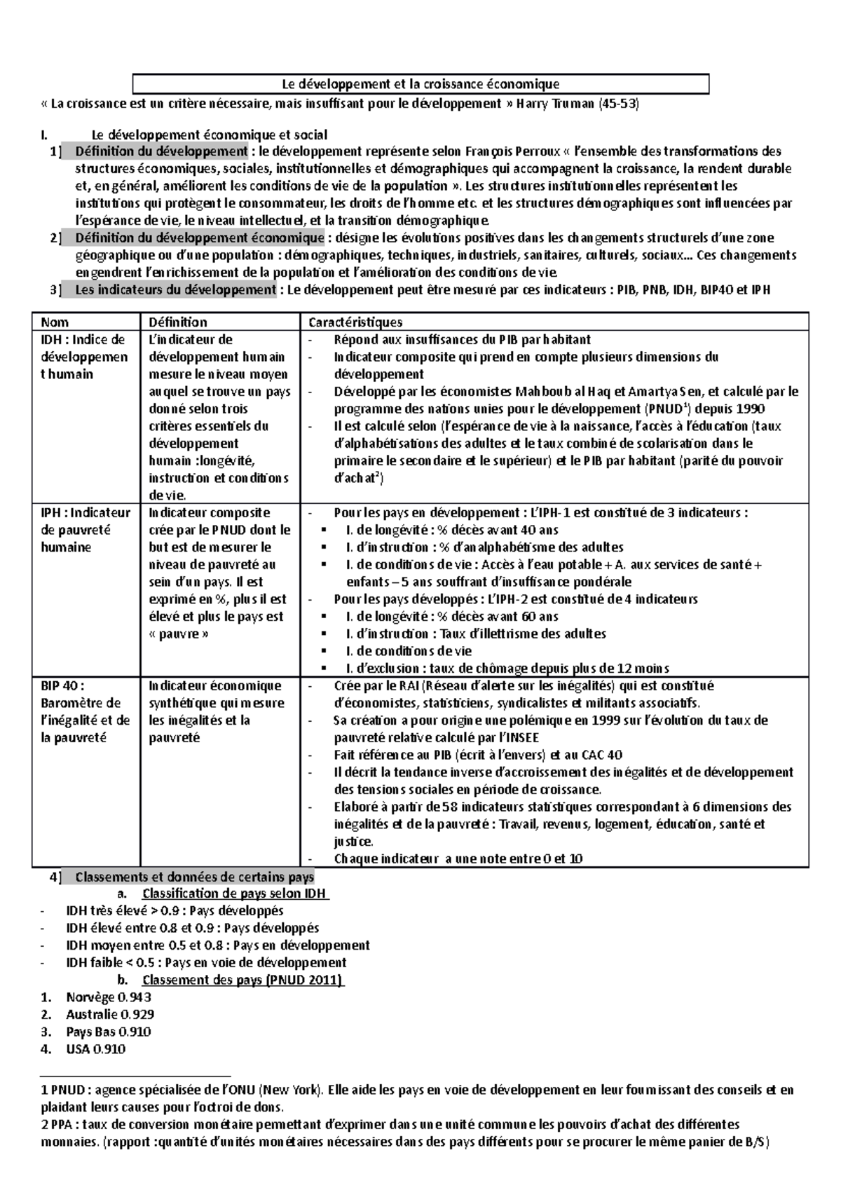 F3 - Le développement et la croissance économique - Le développement et ...