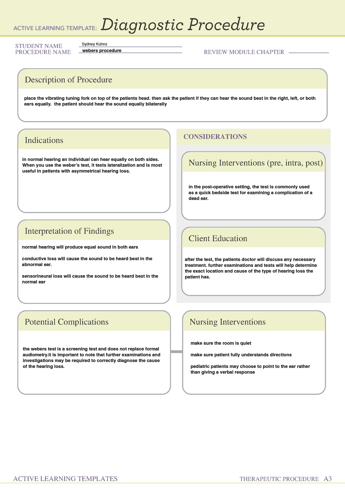 Diagnostic Procedure Form058 - Nrsg 110 - Student Name Procedure Name 