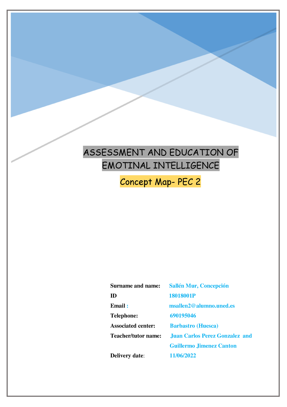 PEC 2 1º pdf Assessment AND Education OF Emotional-4 - Concept Map- PEC ...