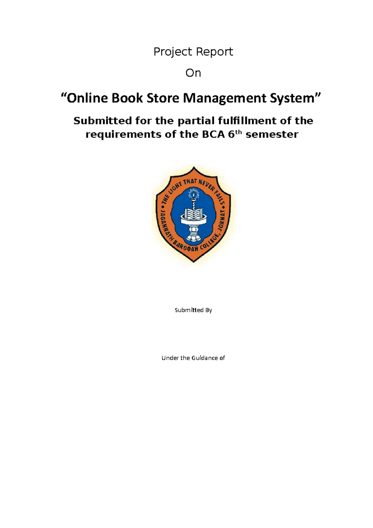Online Book Store Project Report Project Report On Book Store