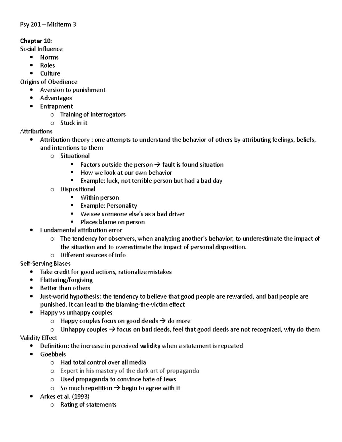 Psy 201 – Midterm 3 - Lecture Notes covering the material on the third ...