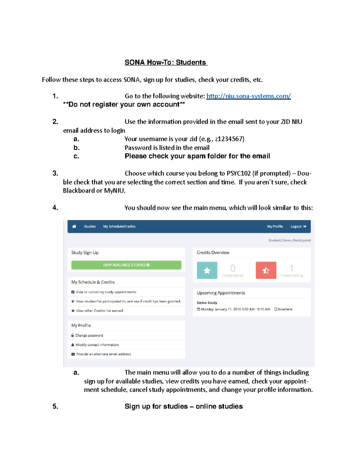 SONA How To Student how to access the research opportunity and hours required for the course