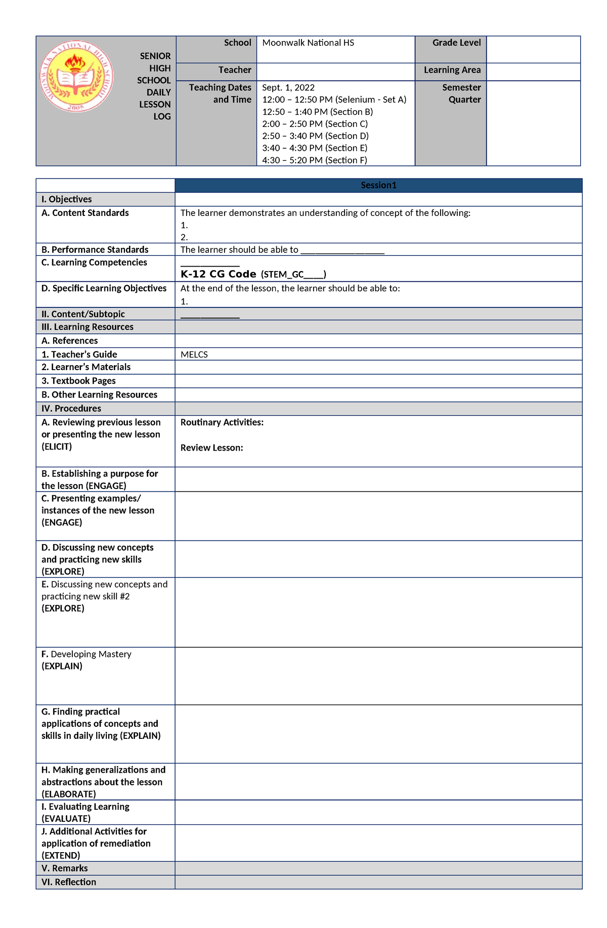 DLP-SHS- Template - Dlp - SENIOR HIGH SCHOOL DAILY LESSON LOG School ...