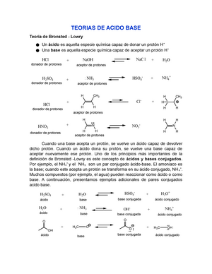 Reacciones DEL Benceno 21-II - TEORIAS DE ACIDO BASE Teoria de Bronsted -  Lowry ○ Un ácido es - Studocu