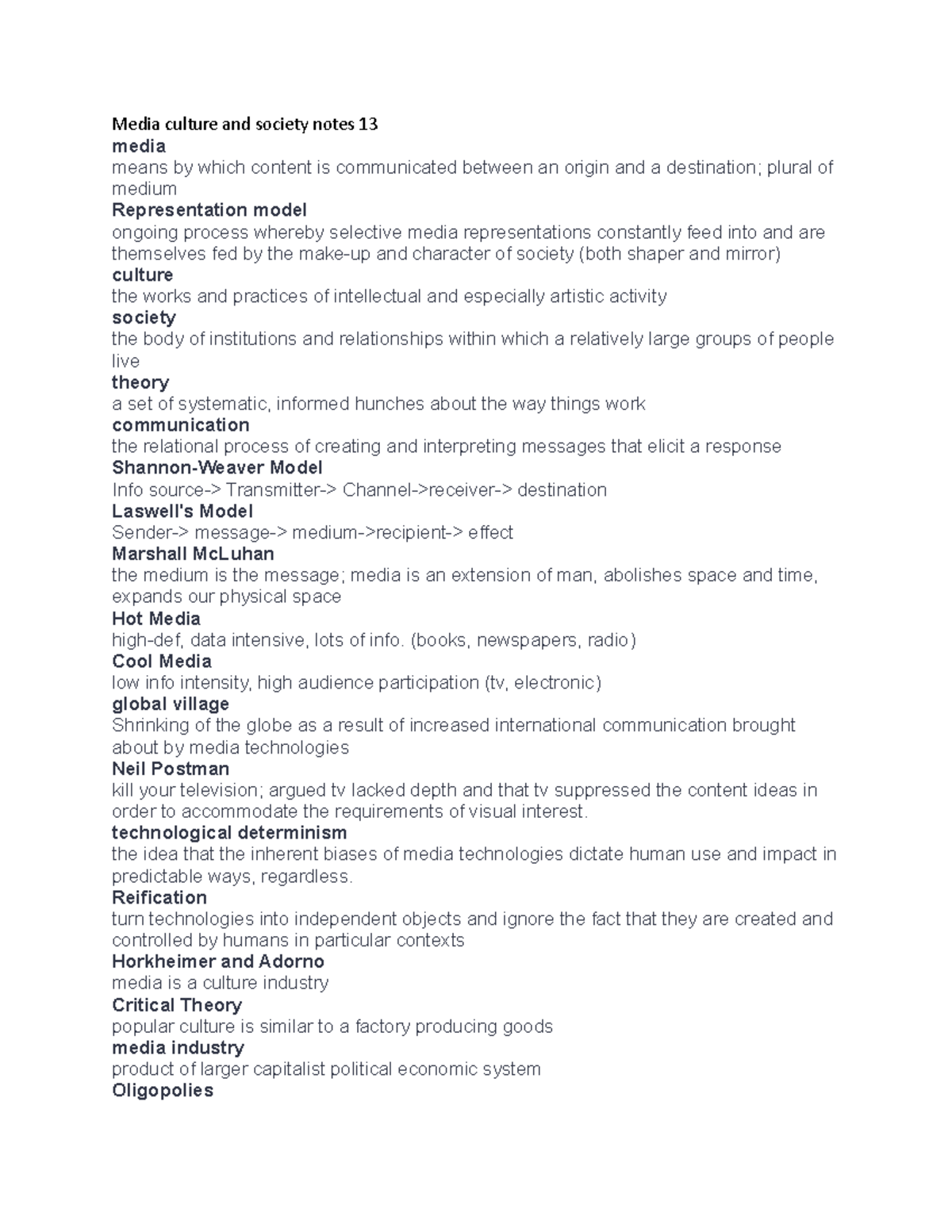 Media culture and society notes 14 - (books, newspapers, radio) Cool ...