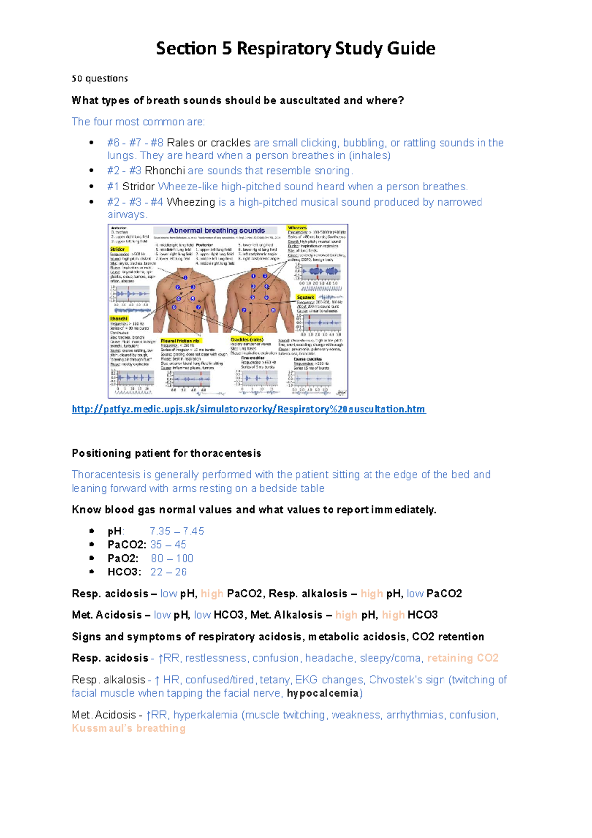 Section 5 Respiratory Study Guide - 50 questions What types of breath ...