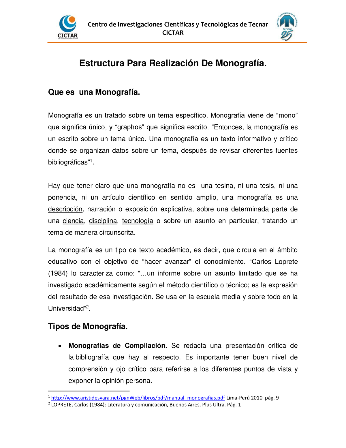 Estructura Para Realización De Monografía - Que Es Una Monografía ...