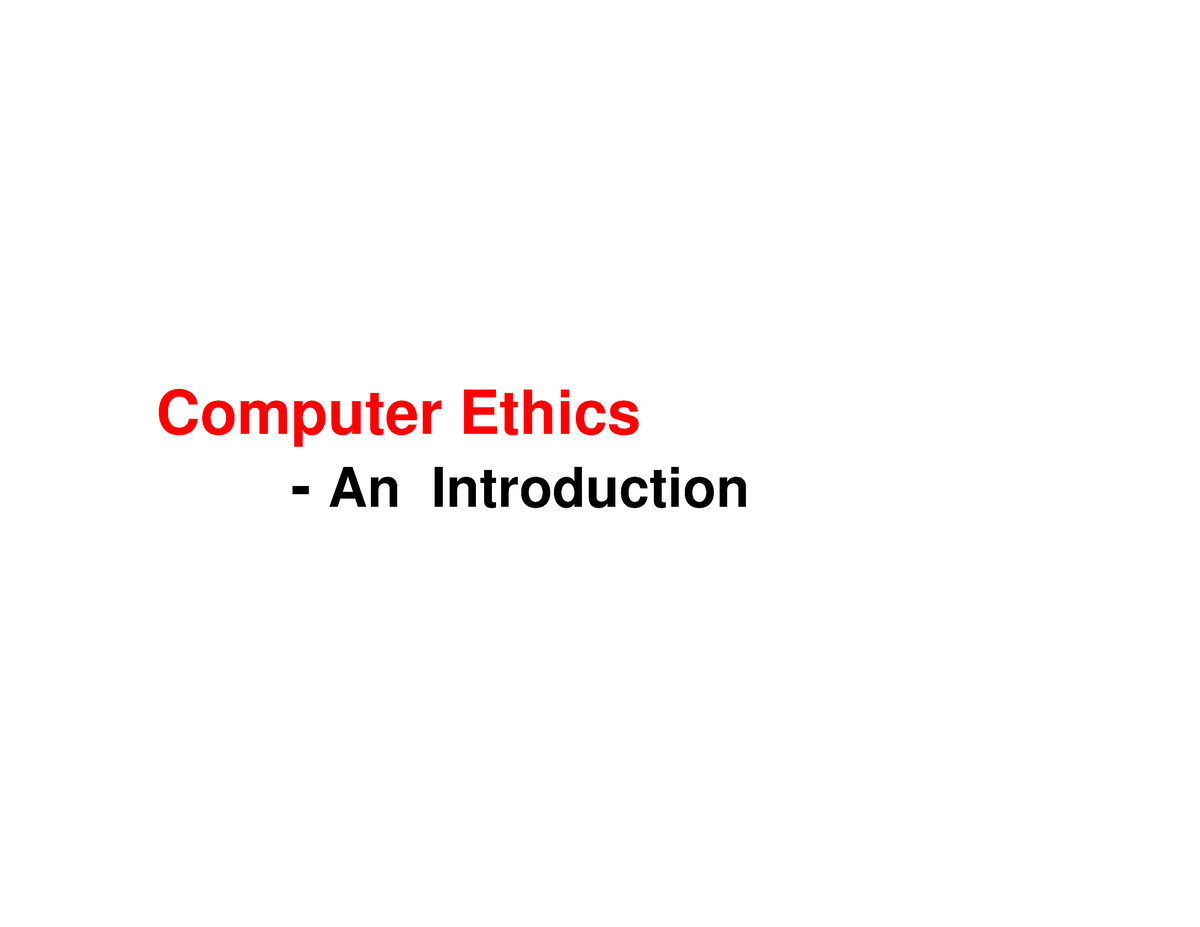 Ethics LN-3.1.2. Computer Ethics-Basics - Computer EthicsComputer ...