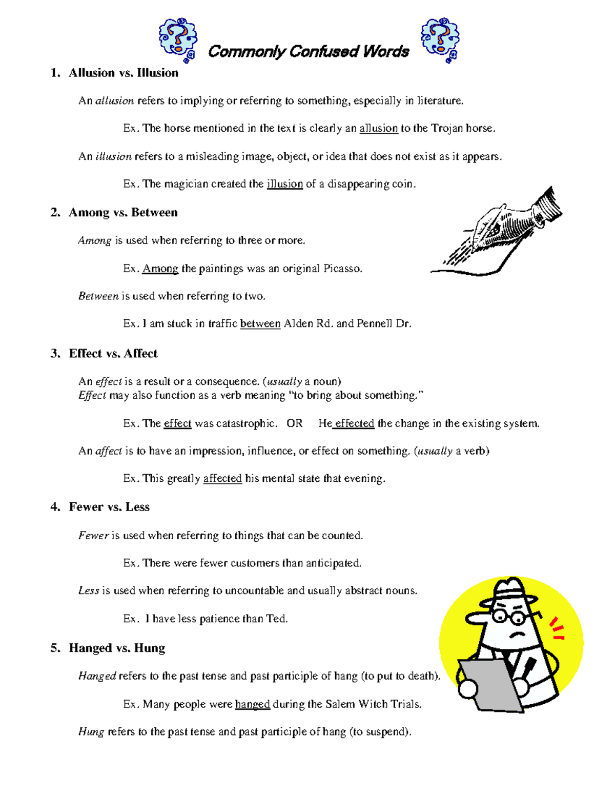 Confused Words Assignment - Commonly Confused Words 1. Allusion vs ...