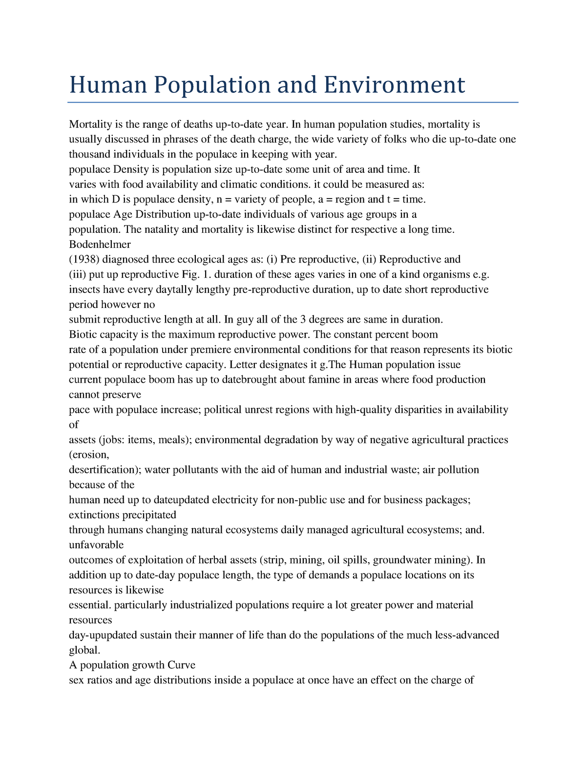 Human Population And Environment - Human Population And Environment ...