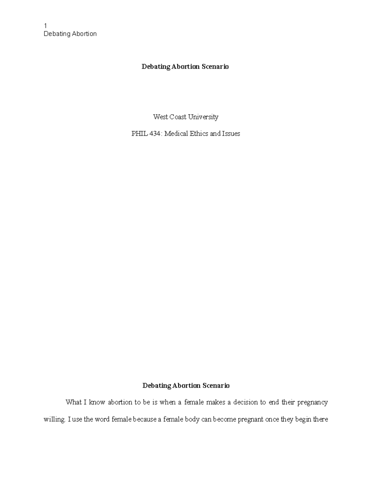 Debating Abortion Scenario paper - 1 Debating Abortion Debating ...
