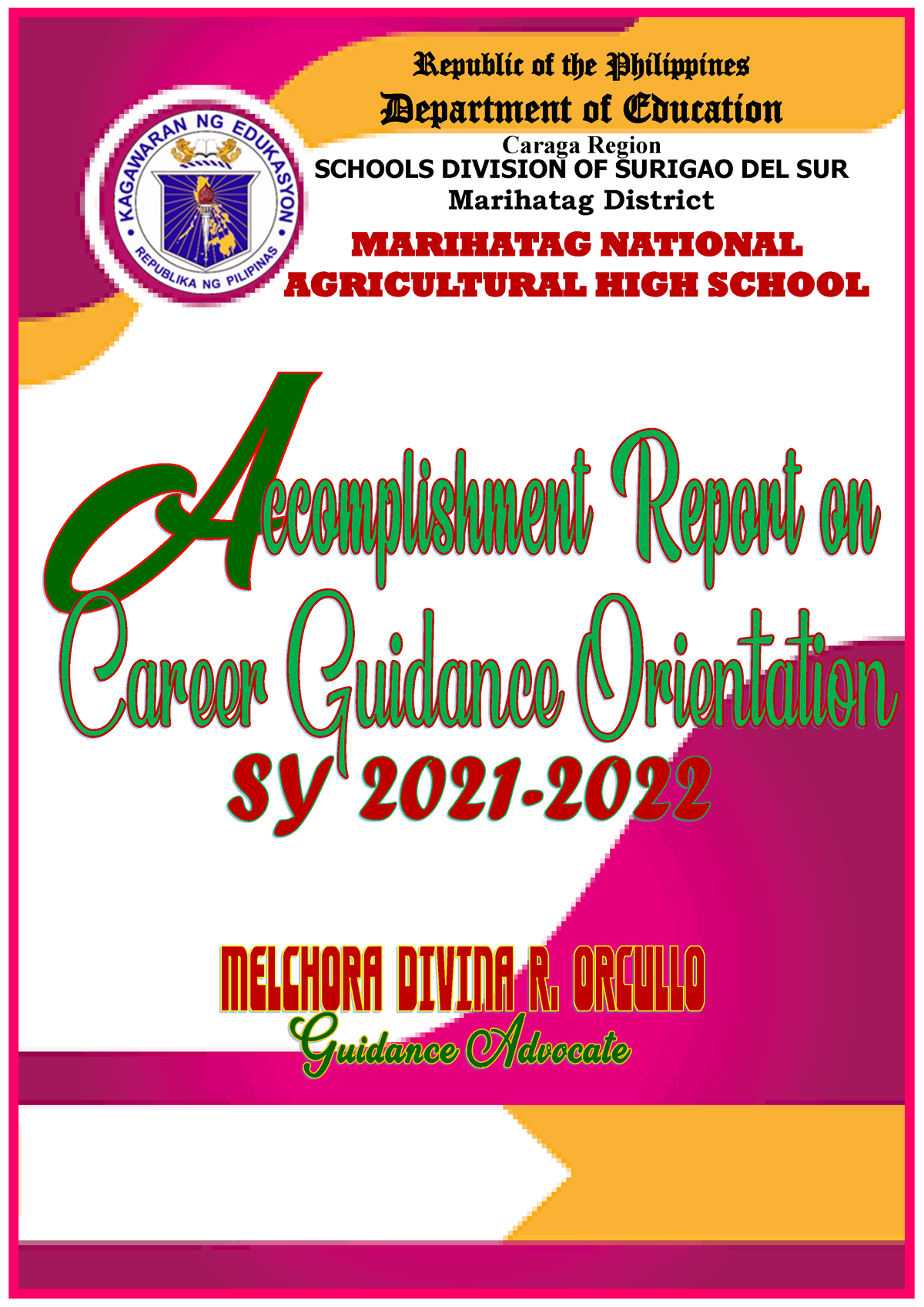 Mnahs Accomplishment Report IN Career Guidance - Republic of the ...