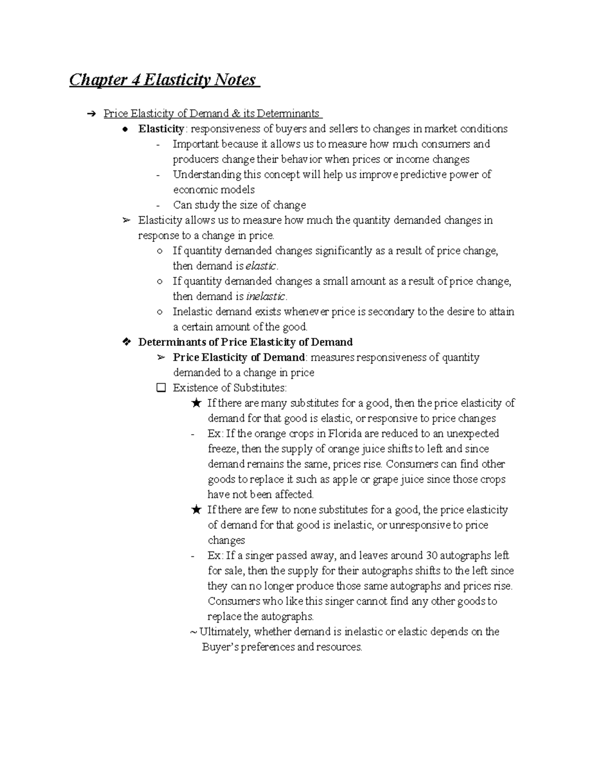 Micro Econ Chapter 4Notes - Chapter 4 Elasticity Notes Price Elasticity ...
