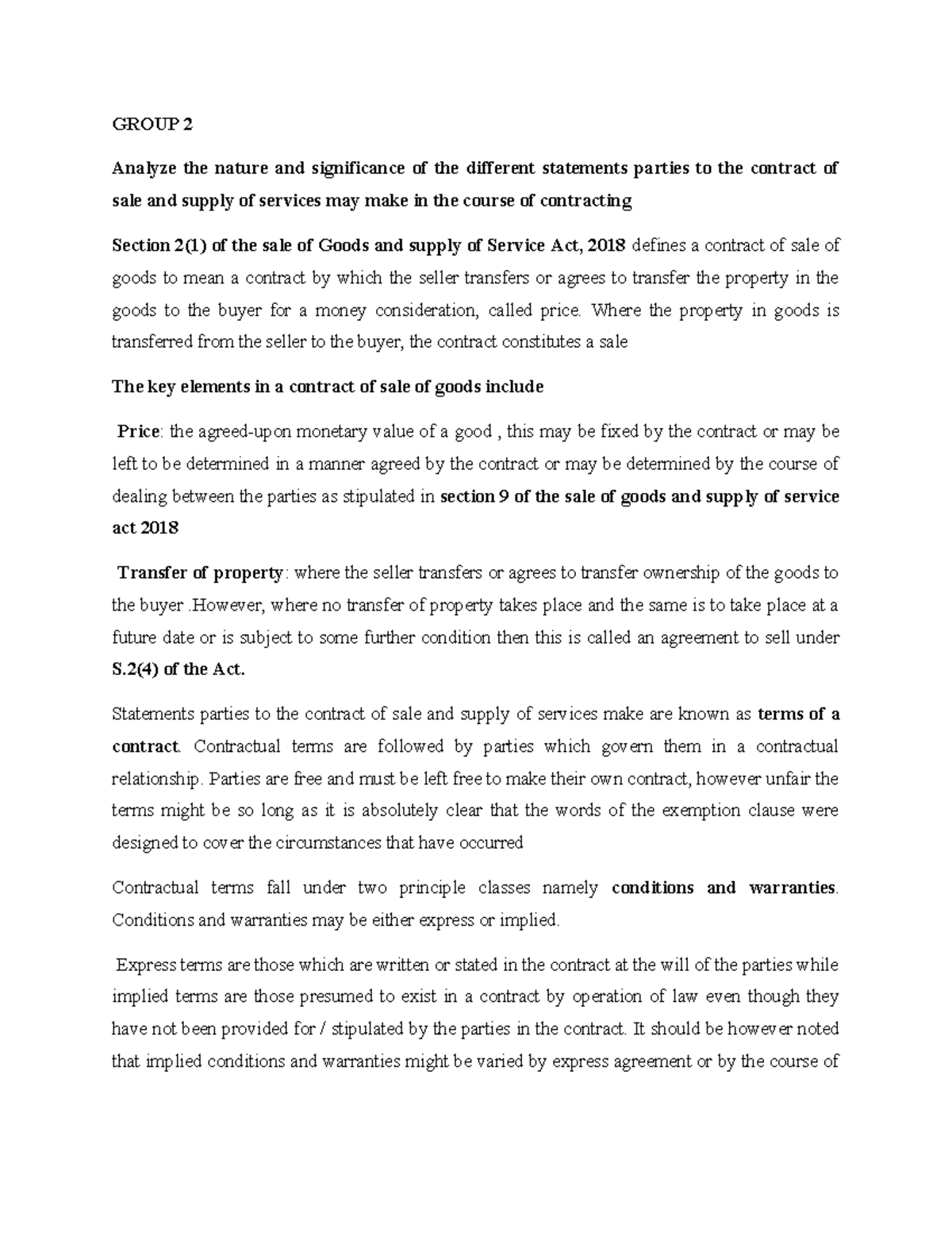 Group 2 sales - The Nemo Dat Principle - GROUP 2 Analyze the nature and ...