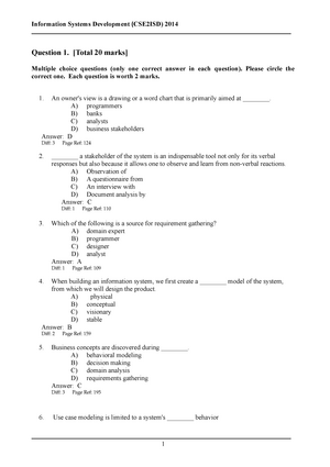 Exam 2015, Questions and Answers - Information Systems Development ...