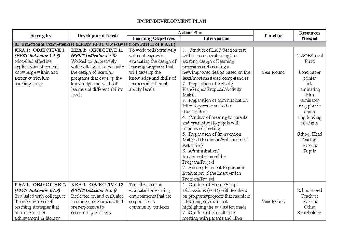 sample-of-ipcrf-development-plan