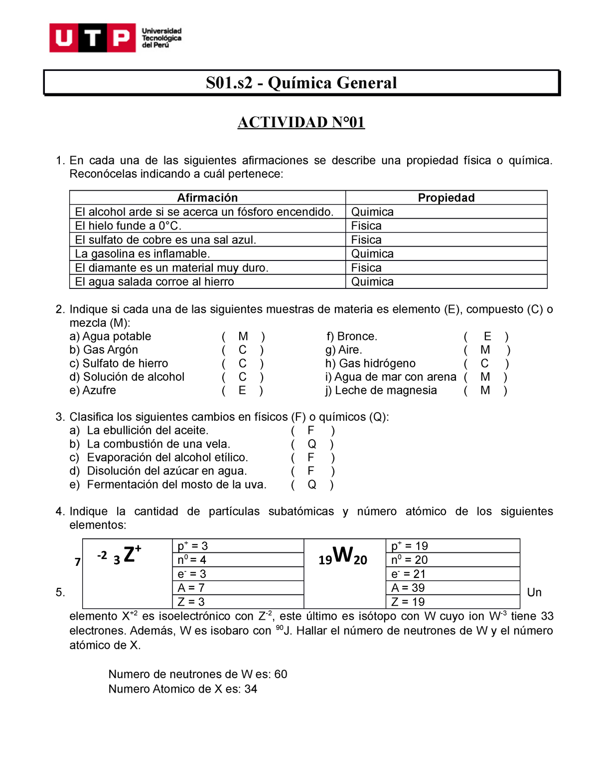 Semana 1 Ejercicios Quimica S12 Studocu