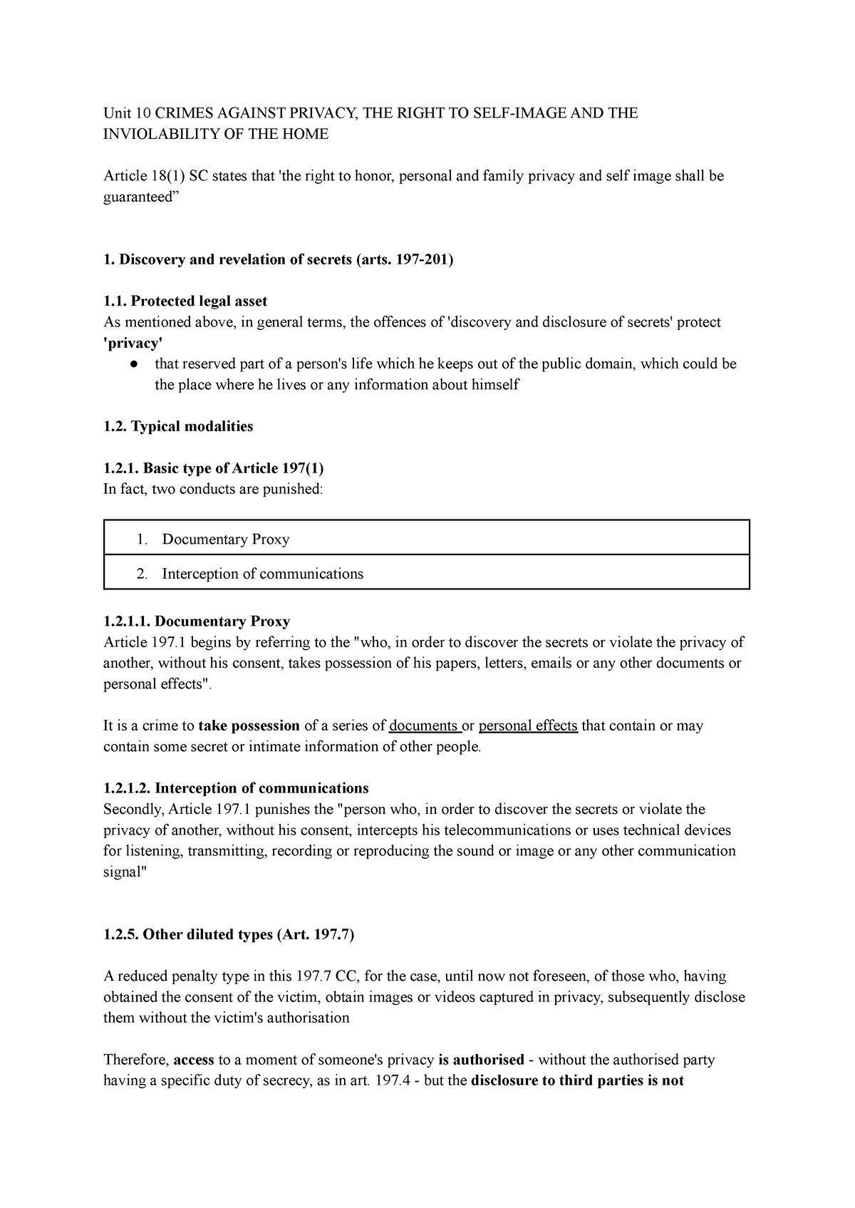 UNIT 10 Resumen - RESÚMENES DE DERECHO PENAL II EN INGLÉS, GRUPO ...