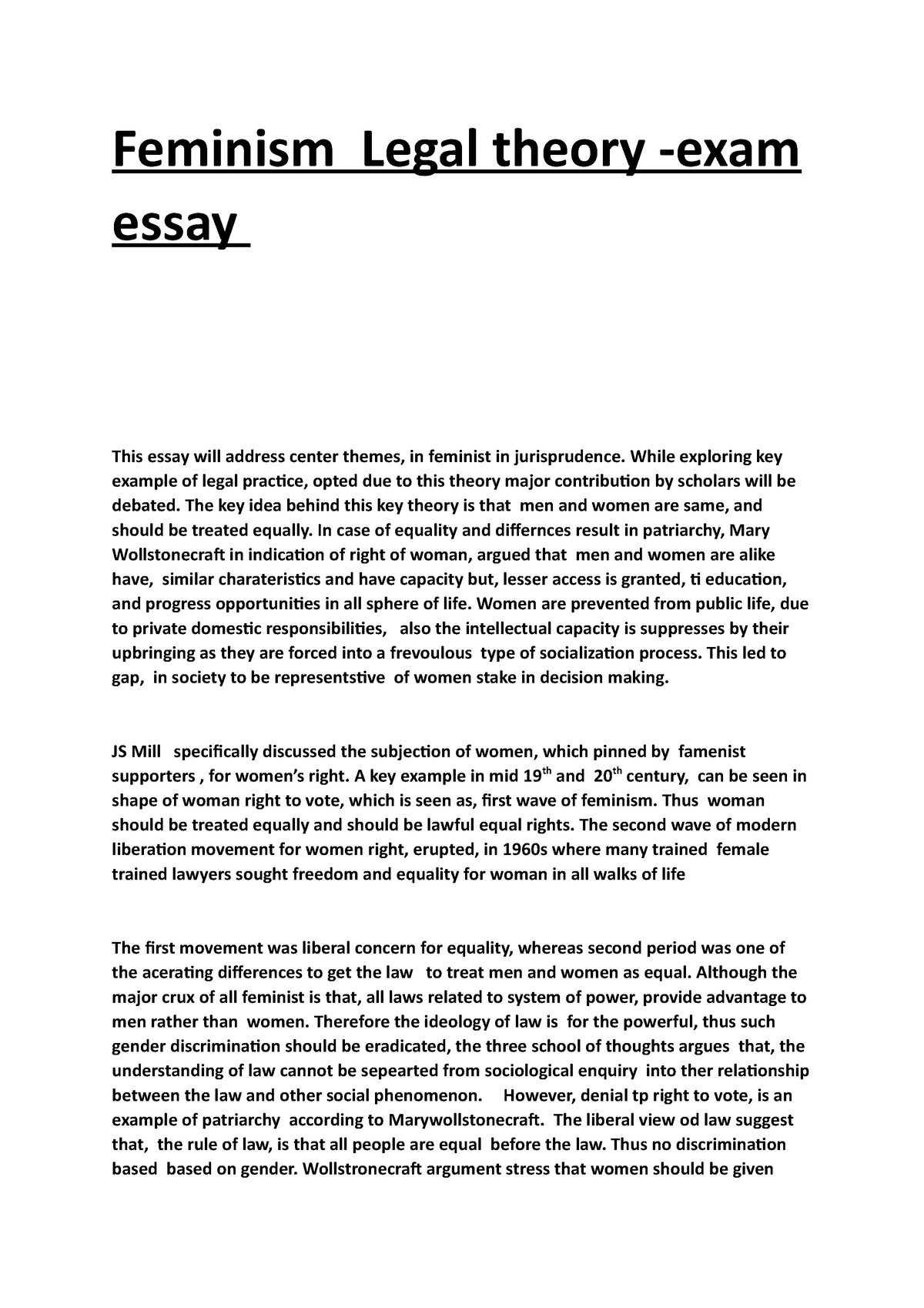 analytical essay on feminism