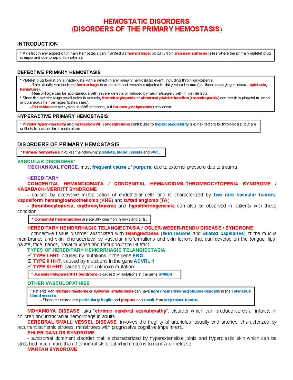 Lesson 7 - Diseases OF Primary Hemostasis - HEMOSTATIC DISORDERS ...