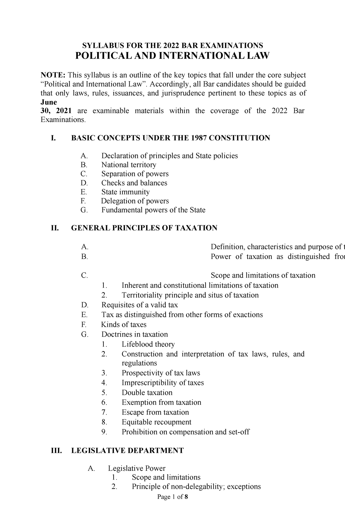 1-political-law-syllabus-for-the-2022-bar-examinations-page-1-of