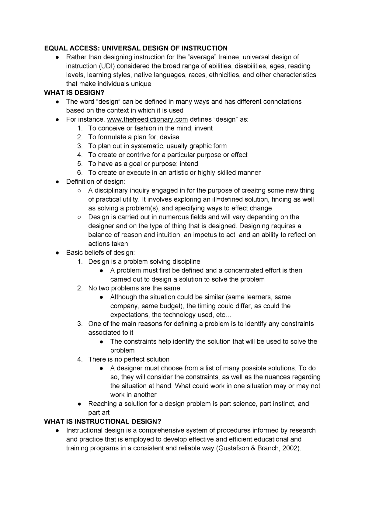 Lesson 7 - EQUAL ACCESS: UNIVERSAL DESIGN OF INSTRUCTION Rather Than ...