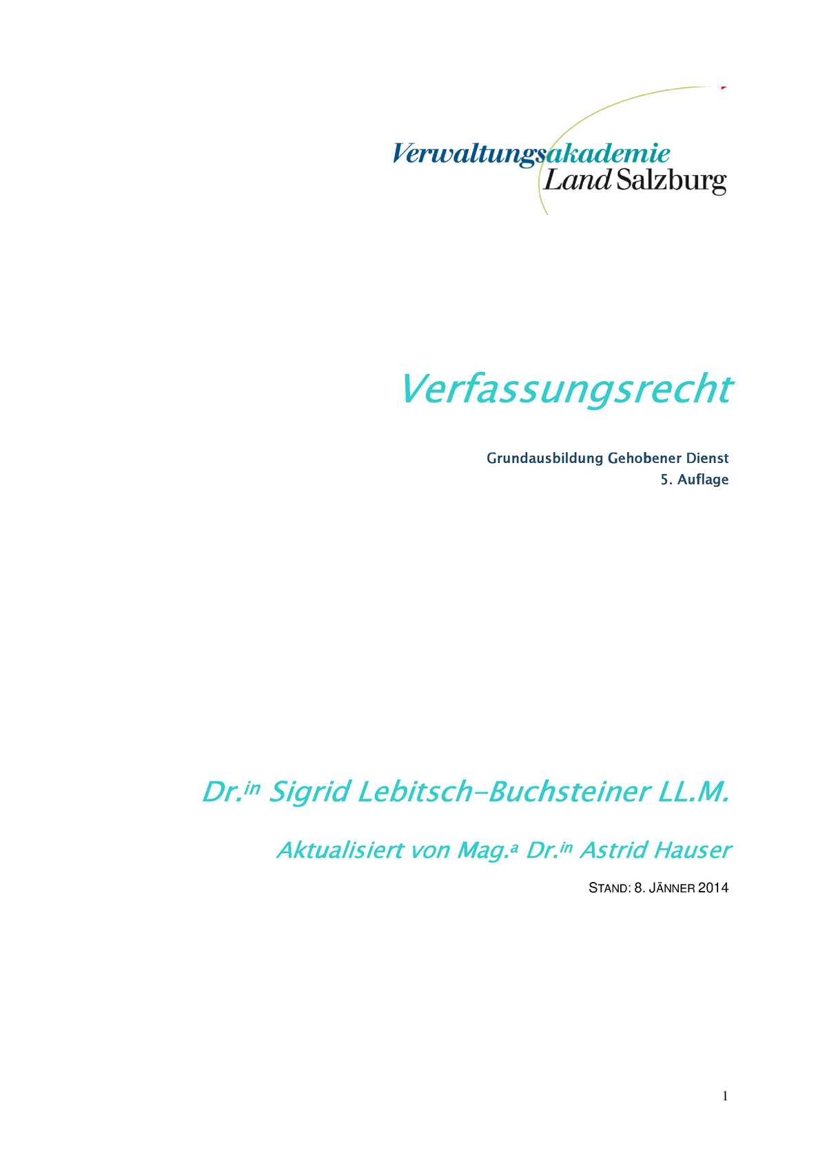 Bundesverwaltungsakademie Skriptum Verfassungsrecht - - Studocu