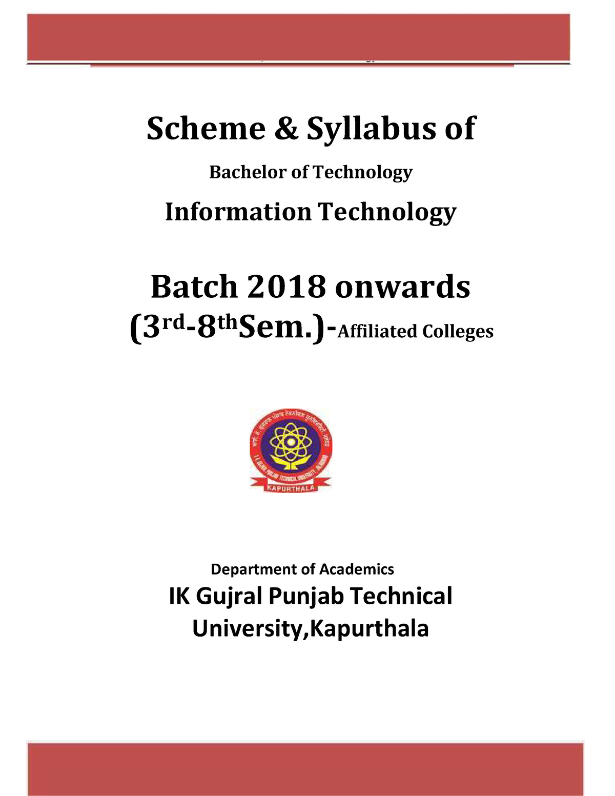 B.Tech - Syllabus Of IT - 1 B. Tech, Information Technology Scheme ...