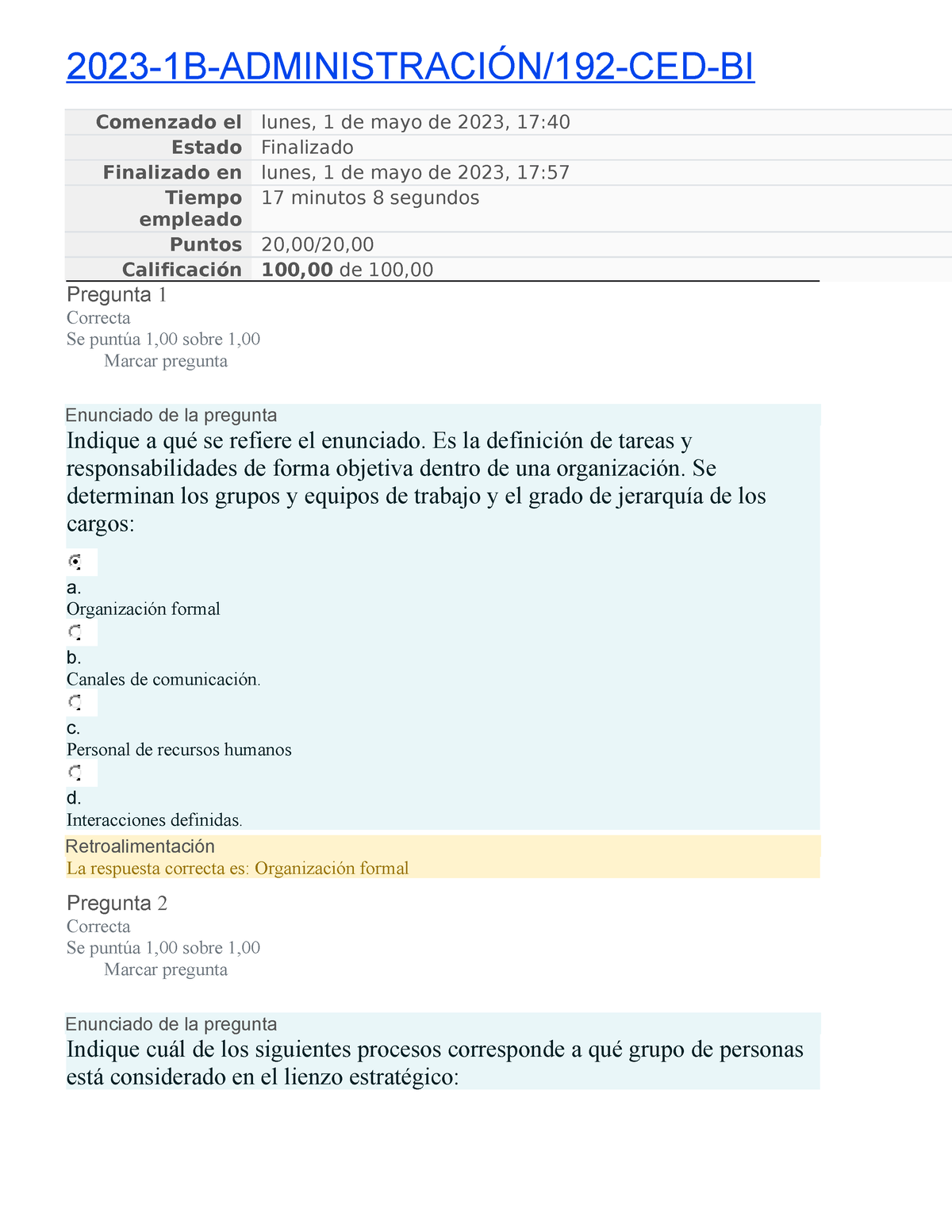 Administracion Prueba 2 - 2023-1B-ADMINISTRACIÓN/192-CED-BI Comenzado ...