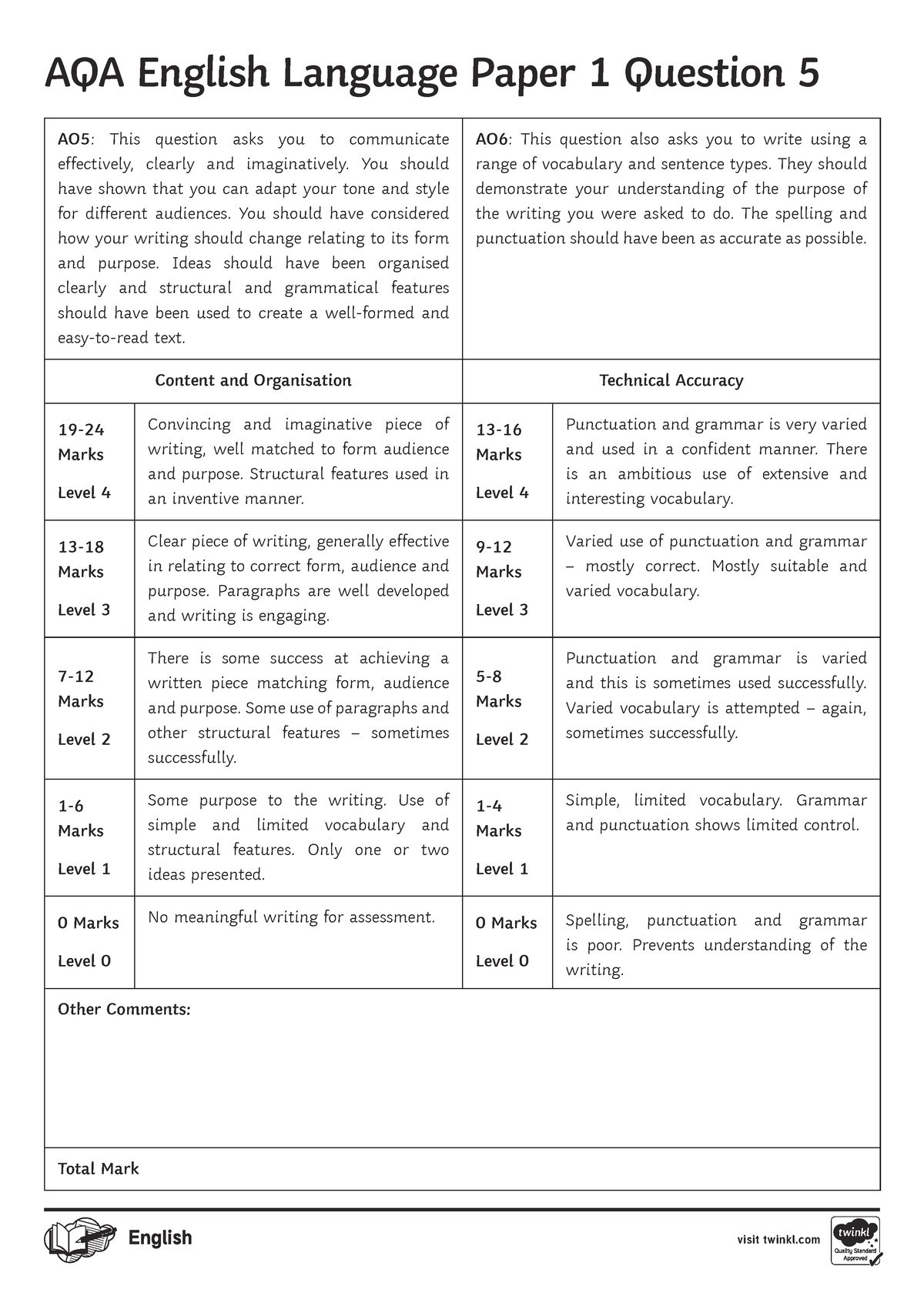 aqa-language-paper-1-question-5-mark-sheet-aqa-english-language-paper