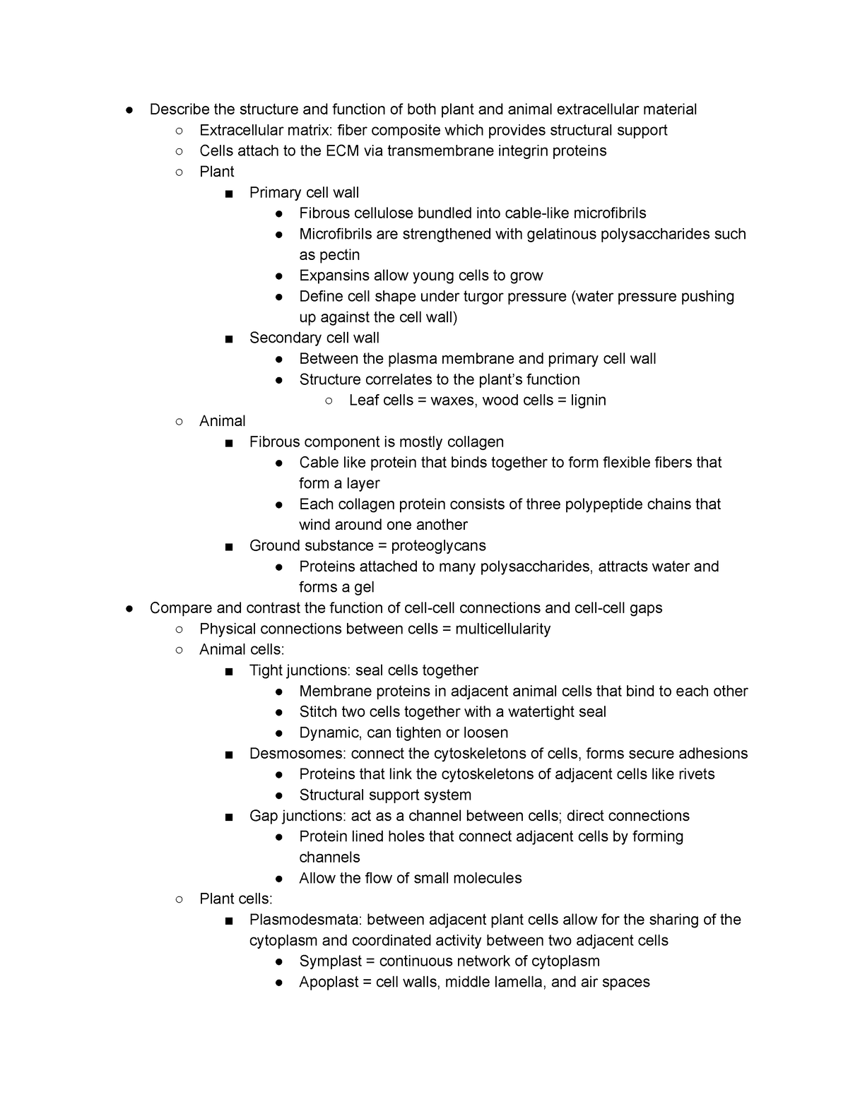 Biology Unit 3 Study Guide - Describe the structure and function of ...