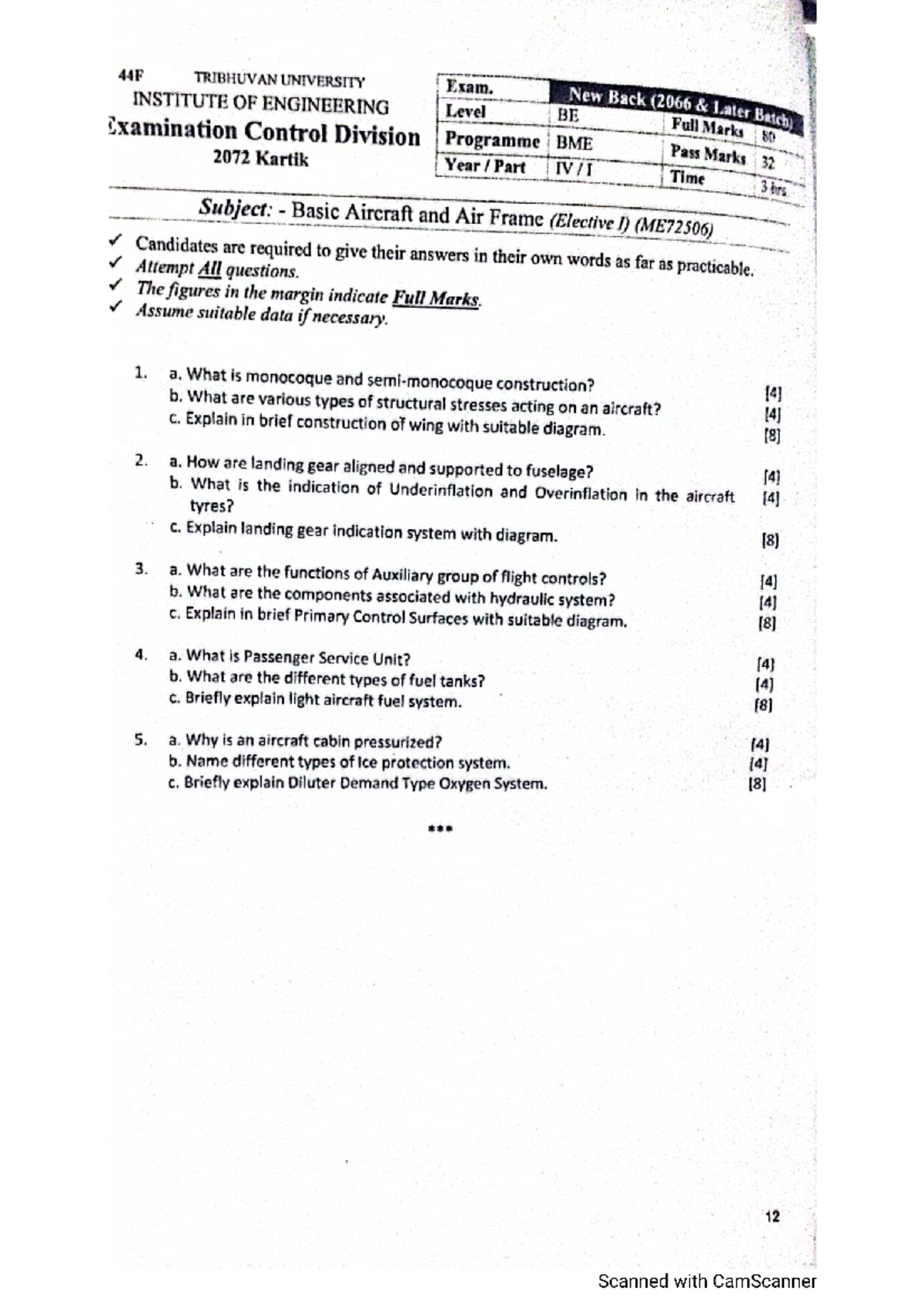 Basic aircraft and airframe question bank mechanical engineering