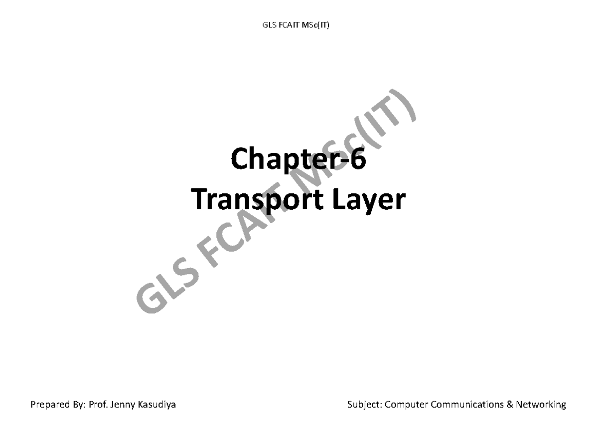 CCN Chapter 6 - Computer networks - GLS FCAIT MSc(IT) Chapter- 6 ...