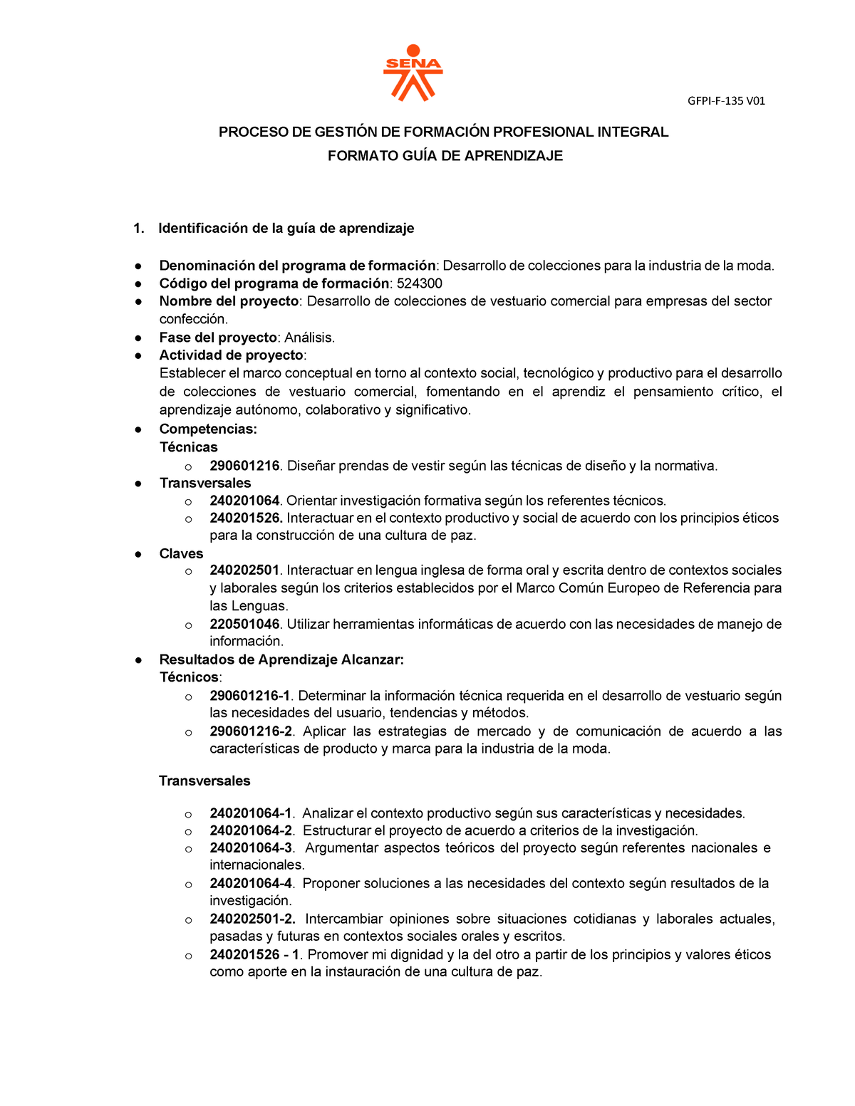 Guia Aprendizaje 1 Desarrollo De Colecciones Para La Industria De La Moda Proceso De GestiÓn 5737