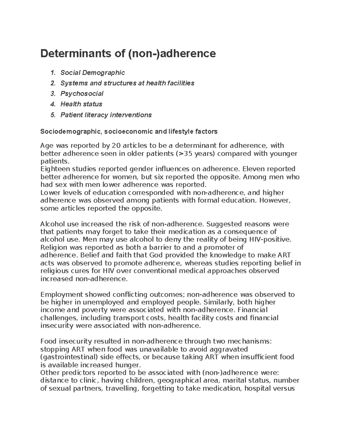 Determinants of adherence - Determinants of (non-)adherence Social ...