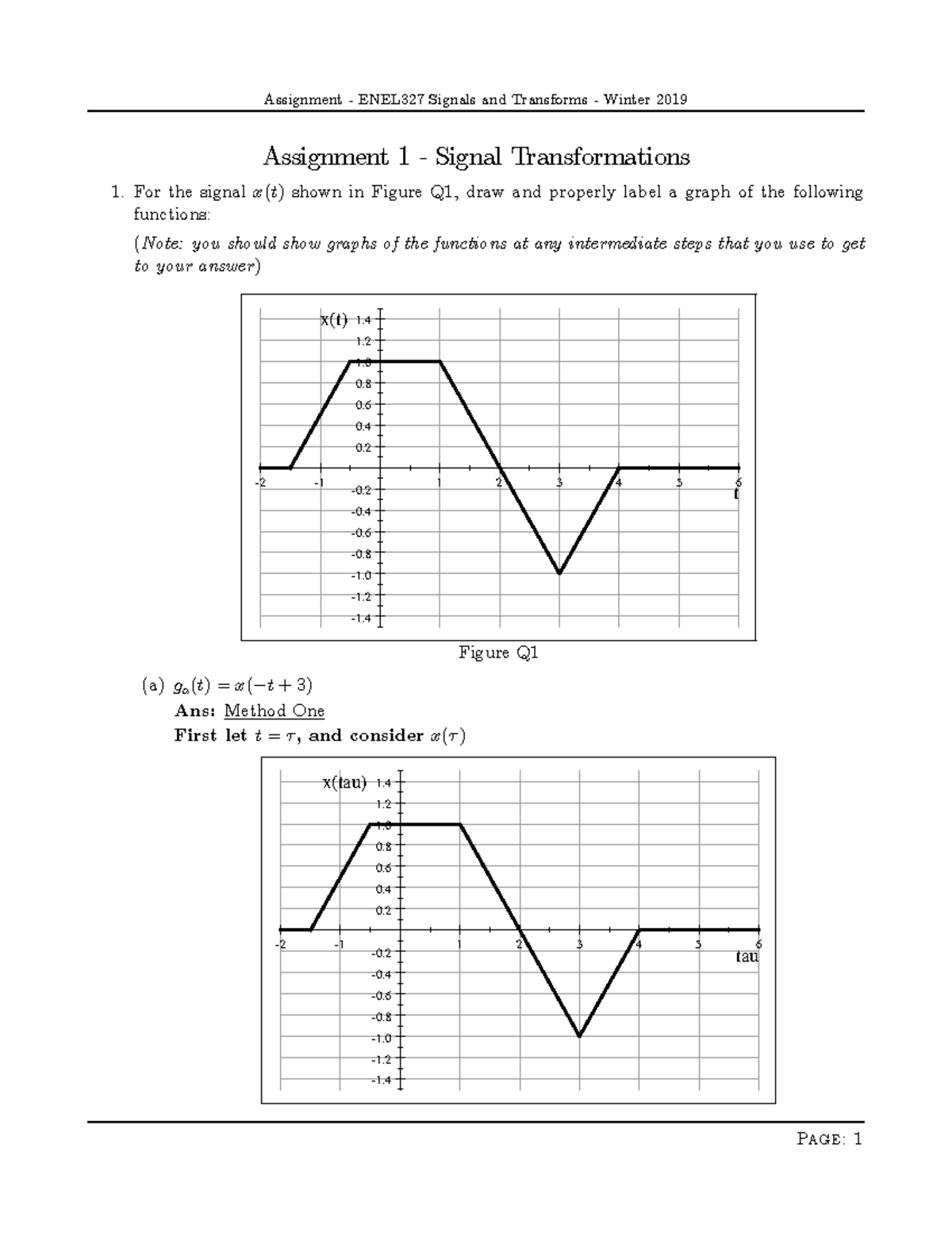 Assignment 1 Signal Transformations Solution Assignment 1