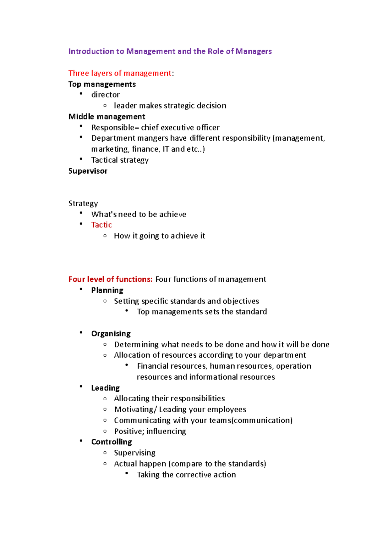 Introduction to Management and the Role of Managers - 200912 - UWS ...