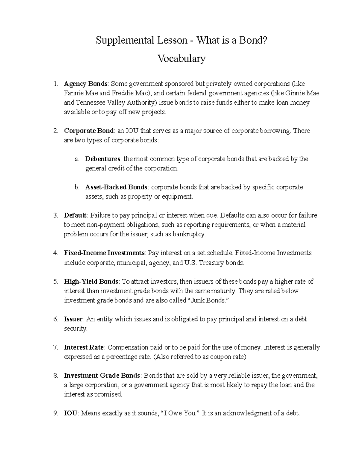 business-bonds-supplemental-lesson-what-is-a-bond-vocabulary