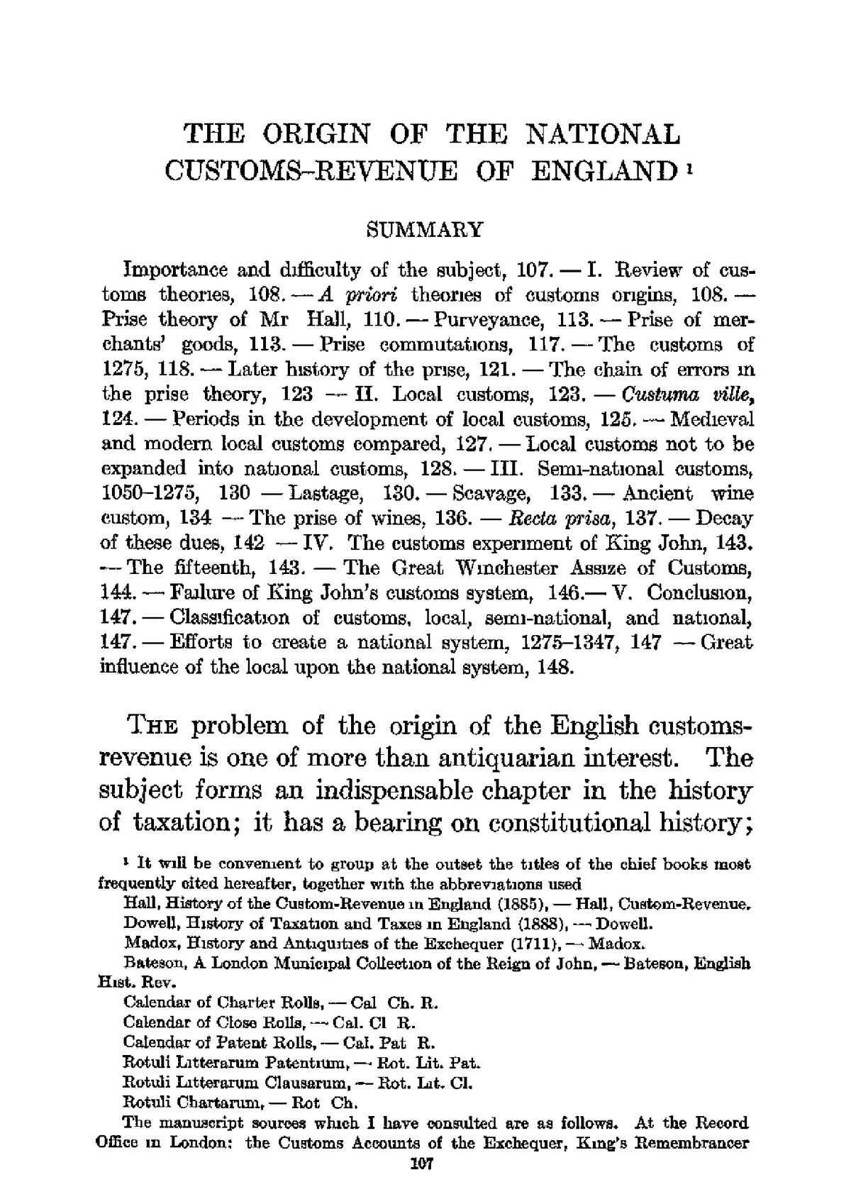 1 THE ORIGIN OF THE NATIONAL CUSTOMS REVENUE OF ENGLAND 1 SUMMARY   Thumb 1200 1697 