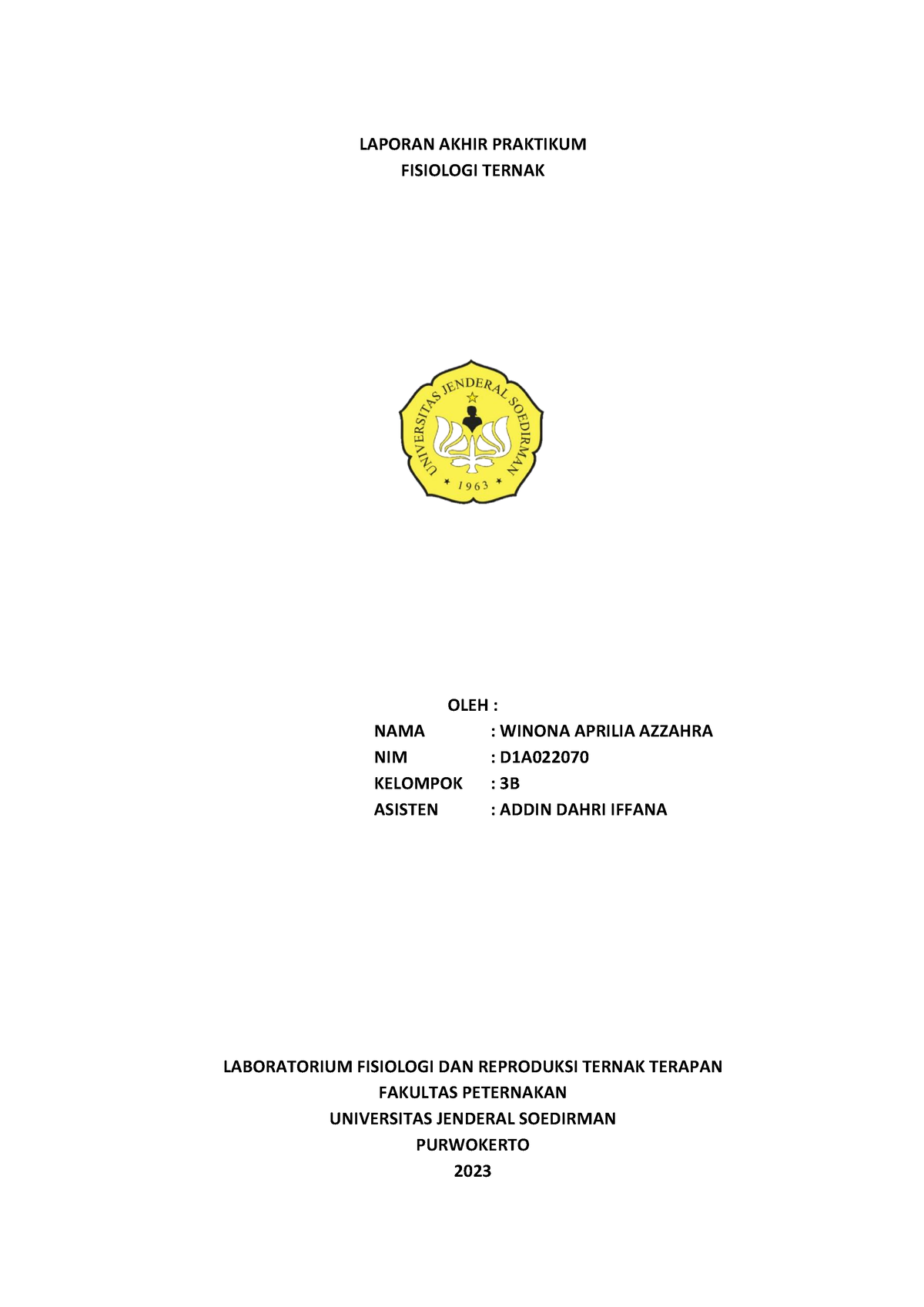 Laporan Akhir Fisiologi Ternak - LAPORAN AKHIR PRAKTIKUM FISIOLOGI ...